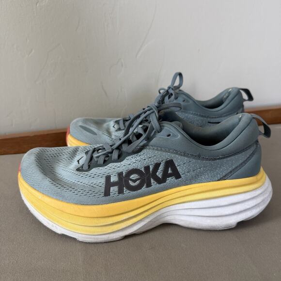 Hoka One One Bondi 8 Mens Size 8D Blue Yellow Athletic Running Shoes Sneakers
